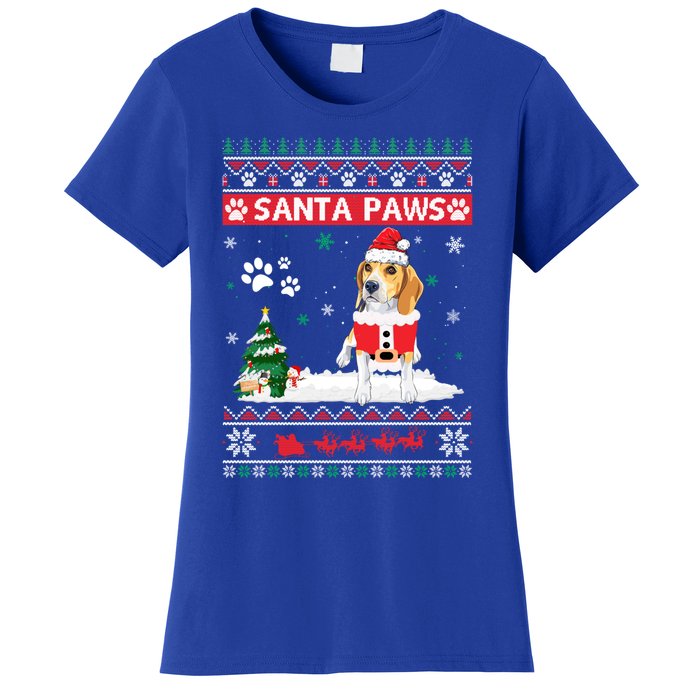 Santa Paws Beagle Merry Christmas Dog Funny Xmas Meaningful Gift Women's T-Shirt