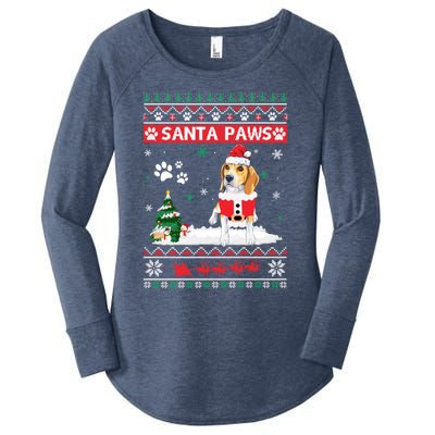 Santa Paws Beagle Merry Christmas Dog Funny Xmas Meaningful Gift Women's Perfect Tri Tunic Long Sleeve Shirt