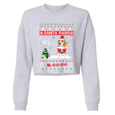 Santa Paws Beagle Merry Christmas Dog Funny Xmas Meaningful Gift Cropped Pullover Crew