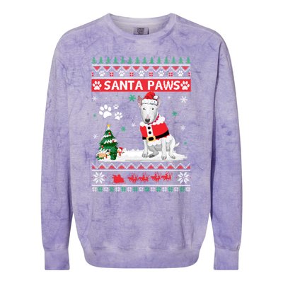 Santa Paws Bull Terrier Merry Christmas Dog Funny Xmas Gift Colorblast Crewneck Sweatshirt