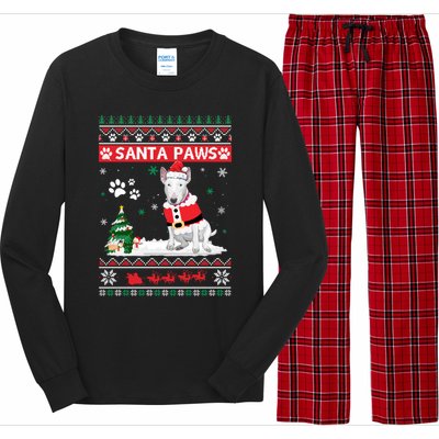 Santa Paws Bull Terrier Merry Christmas Dog Funny Xmas Gift Long Sleeve Pajama Set