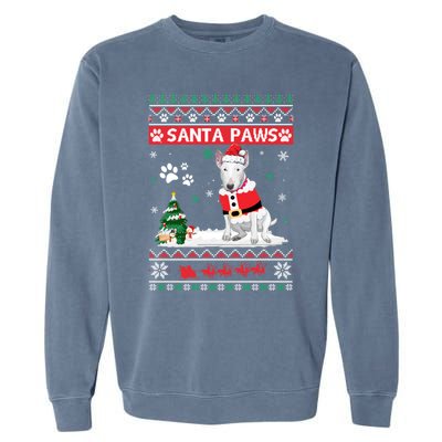 Santa Paws Bull Terrier Merry Christmas Dog Funny Xmas Gift Garment-Dyed Sweatshirt