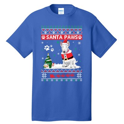 Santa Paws Bull Terrier Merry Christmas Dog Funny Xmas Gift Tall T-Shirt