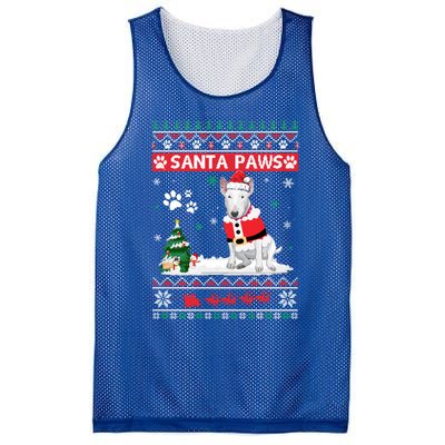 Santa Paws Bull Terrier Merry Christmas Dog Funny Xmas Gift Mesh Reversible Basketball Jersey Tank