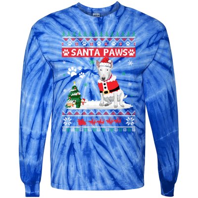 Santa Paws Bull Terrier Merry Christmas Dog Funny Xmas Gift Tie-Dye Long Sleeve Shirt