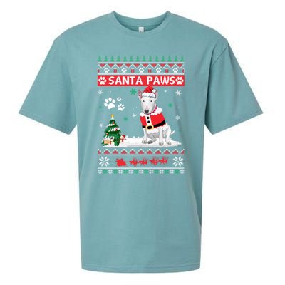 Santa Paws Bull Terrier Merry Christmas Dog Funny Xmas Gift Sueded Cloud Jersey T-Shirt