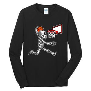 Skeleton Playing Basketball Dunk Halloween Costume Boy Tall Long Sleeve T-Shirt