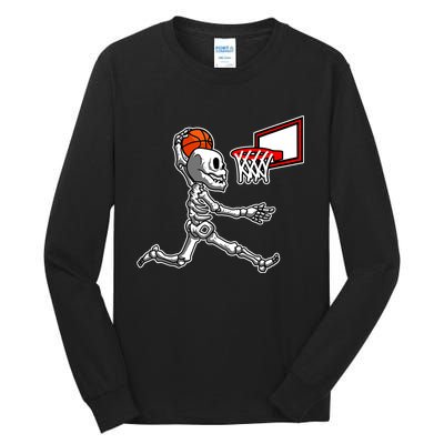 Skeleton Playing Basketball Dunk Halloween Costume Boy Tall Long Sleeve T-Shirt