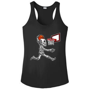 Skeleton Playing Basketball Dunk Halloween Costume Boy Ladies PosiCharge Competitor Racerback Tank