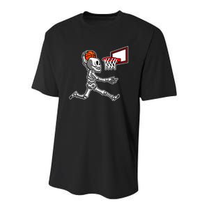 Skeleton Playing Basketball Dunk Halloween Costume Boy Youth Performance Sprint T-Shirt