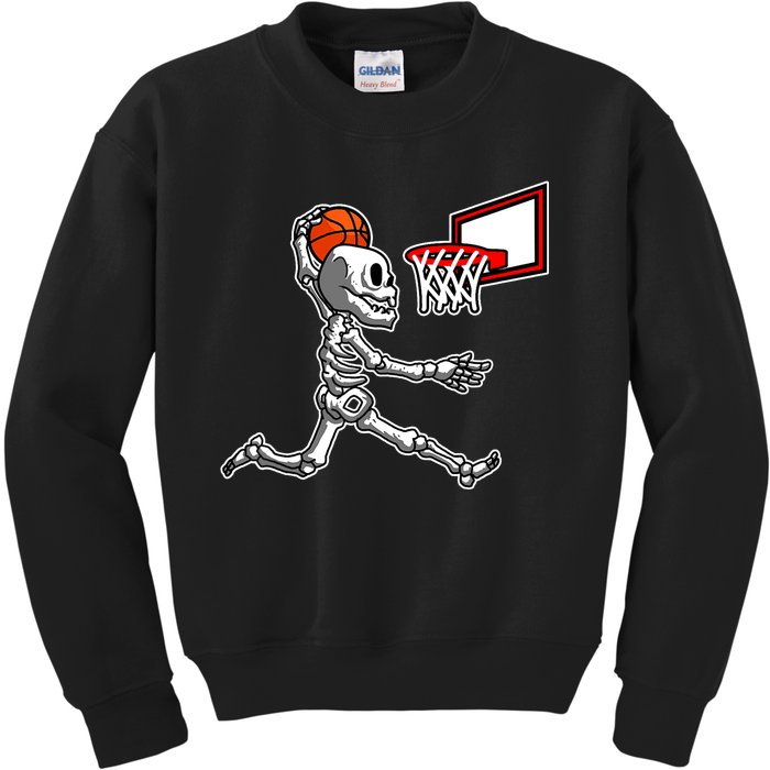 Skeleton Playing Basketball Dunk Halloween Costume Boy Kids Sweatshirt