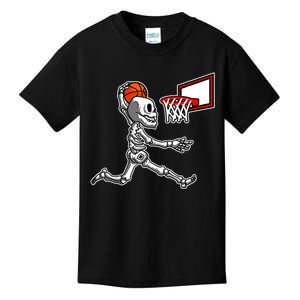 Skeleton Playing Basketball Dunk Halloween Costume Boy Kids T-Shirt