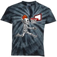 Skeleton Playing Basketball Dunk Halloween Costume Boy Kids Tie-Dye T-Shirt