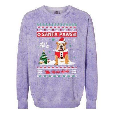 Santa Paws Bulldog Merry Christmas Dog Funny Xmas Cute Gift Colorblast Crewneck Sweatshirt