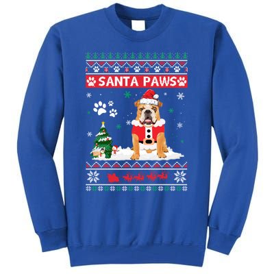 Santa Paws Bulldog Merry Christmas Dog Funny Xmas Cute Gift Tall Sweatshirt