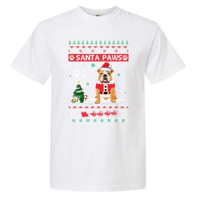 Santa Paws Bulldog Merry Christmas Dog Funny Xmas Cute Gift Garment-Dyed Heavyweight T-Shirt