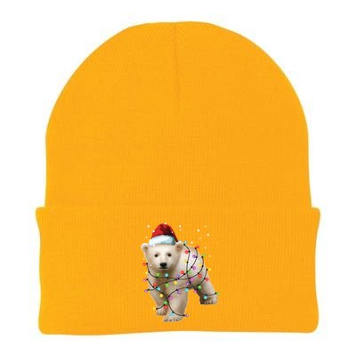 Santa Polar Bear Christmas Bear Lover Cool Gift Knit Cap Winter Beanie