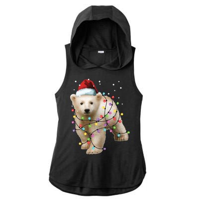 Santa Polar Bear Christmas Bear Lover Cool Gift Ladies PosiCharge Tri-Blend Wicking Draft Hoodie Tank