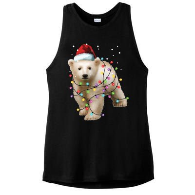 Santa Polar Bear Christmas Bear Lover Cool Gift Ladies PosiCharge Tri-Blend Wicking Tank