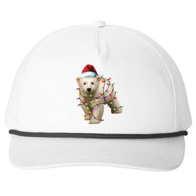 Santa Polar Bear Christmas Bear Lover Cool Gift Snapback Five-Panel Rope Hat