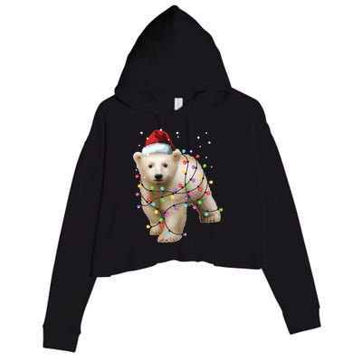 Santa Polar Bear Christmas Bear Lover Cool Gift Crop Fleece Hoodie