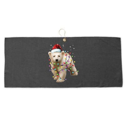 Santa Polar Bear Christmas Bear Lover Cool Gift Large Microfiber Waffle Golf Towel