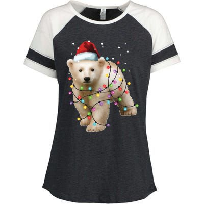 Santa Polar Bear Christmas Bear Lover Cool Gift Enza Ladies Jersey Colorblock Tee