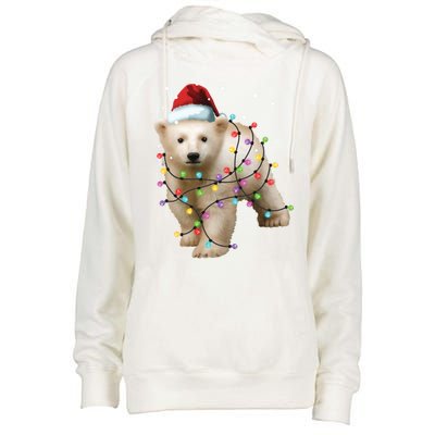 Santa Polar Bear Christmas Bear Lover Cool Gift Womens Funnel Neck Pullover Hood