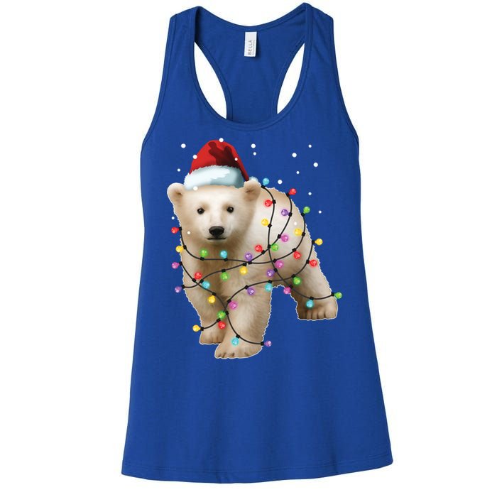 Santa Polar Bear Christmas Bear Lover Cool Gift Women's Racerback Tank