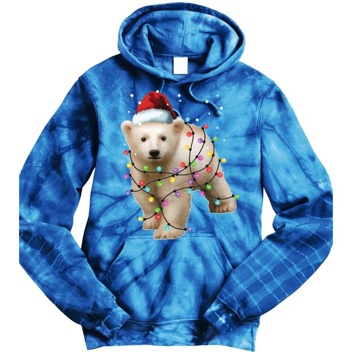 Santa Polar Bear Christmas Bear Lover Cool Gift Tie Dye Hoodie