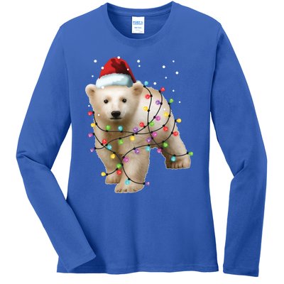 Santa Polar Bear Christmas Bear Lover Cool Gift Ladies Long Sleeve Shirt