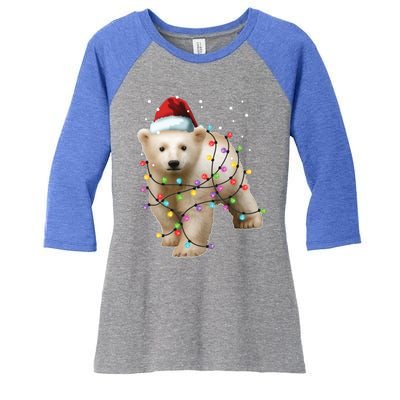 Santa Polar Bear Christmas Bear Lover Cool Gift Women's Tri-Blend 3/4-Sleeve Raglan Shirt