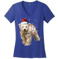 Santa Polar Bear Christmas Bear Lover Cool Gift Women's V-Neck T-Shirt