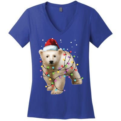 Santa Polar Bear Christmas Bear Lover Cool Gift Women's V-Neck T-Shirt