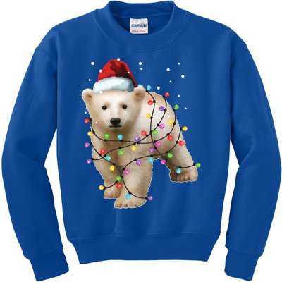 Santa Polar Bear Christmas Bear Lover Cool Gift Kids Sweatshirt