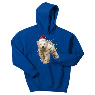 Santa Polar Bear Christmas Bear Lover Cool Gift Kids Hoodie