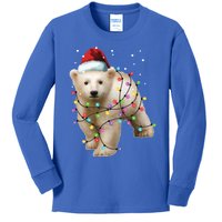 Santa Polar Bear Christmas Bear Lover Cool Gift Kids Long Sleeve Shirt