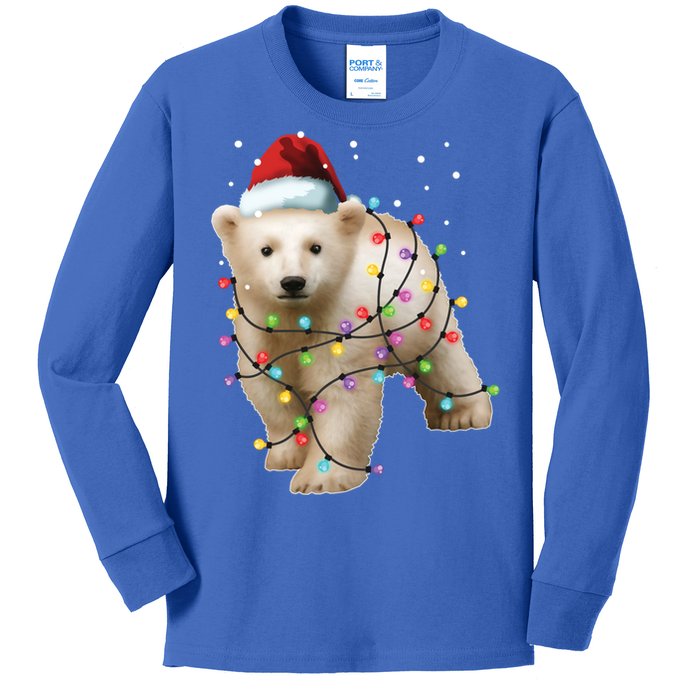 Santa Polar Bear Christmas Bear Lover Cool Gift Kids Long Sleeve Shirt