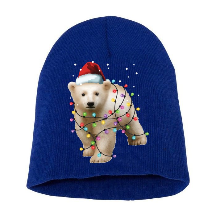 Santa Polar Bear Christmas Bear Lover Cool Gift Short Acrylic Beanie