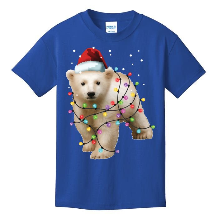 Santa Polar Bear Christmas Bear Lover Cool Gift Kids T-Shirt