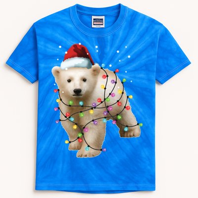 Santa Polar Bear Christmas Bear Lover Cool Gift Kids Tie-Dye T-Shirt