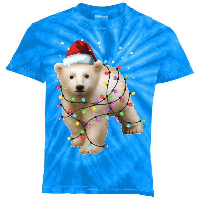 Santa Polar Bear Christmas Bear Lover Cool Gift Kids Tie-Dye T-Shirt