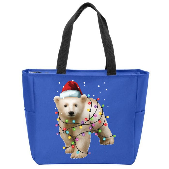 Santa Polar Bear Christmas Bear Lover Cool Gift Zip Tote Bag