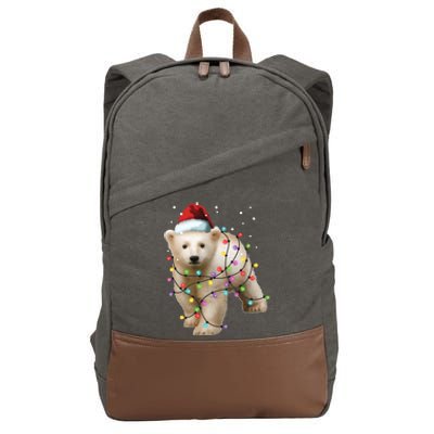 Santa Polar Bear Christmas Bear Lover Cool Gift Cotton Canvas Backpack