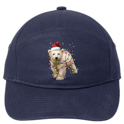 Santa Polar Bear Christmas Bear Lover Cool Gift 7-Panel Snapback Hat