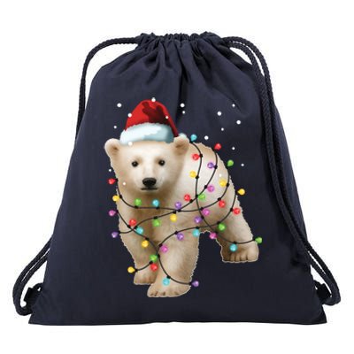 Santa Polar Bear Christmas Bear Lover Cool Gift Drawstring Bag