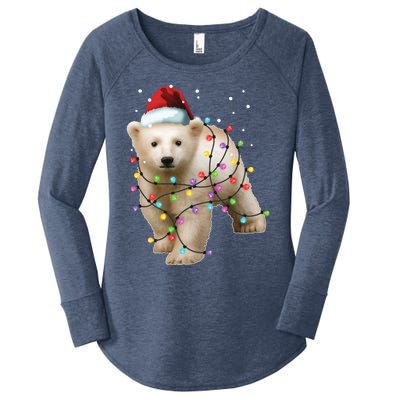 Santa Polar Bear Christmas Bear Lover Cool Gift Women's Perfect Tri Tunic Long Sleeve Shirt