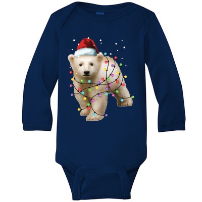 Santa Polar Bear Christmas Bear Lover Cool Gift Baby Long Sleeve Bodysuit