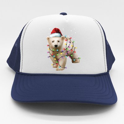 Santa Polar Bear Christmas Bear Lover Cool Gift Trucker Hat