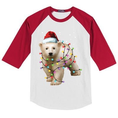 Santa Polar Bear Christmas Bear Lover Cool Gift Kids Colorblock Raglan Jersey